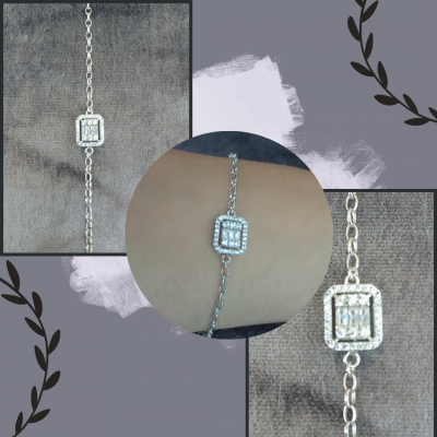 Baget Taşlı Gümüş Bileklik