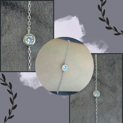 Gümüş Tek Taş Bileklik