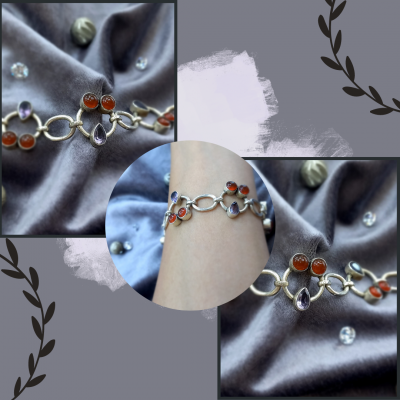 Akik ve Ametist Taşlı Bileklik