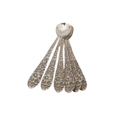 Gümüş Çiçek Desenli Çay Kaşığı