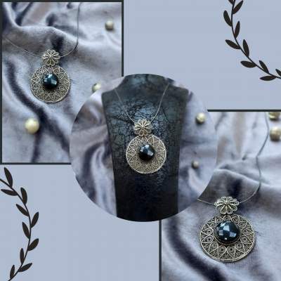 Gümüş Oniks Taşlı Kolye