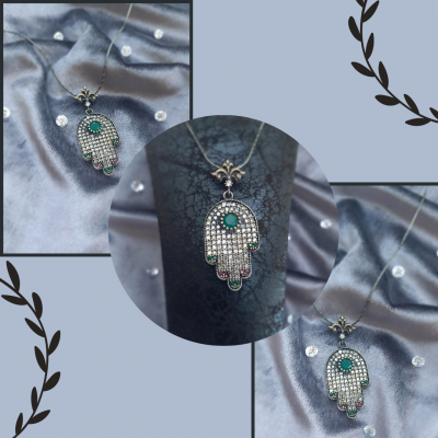 Zümrüt Taşlı Fatma Ana Kolye