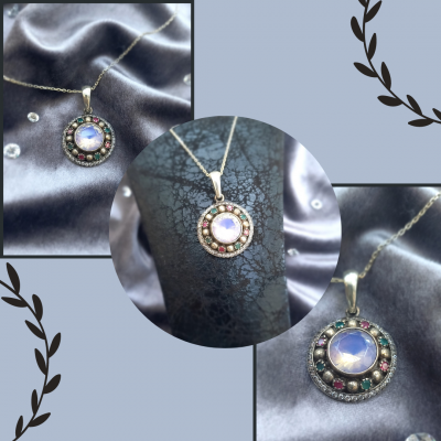 Gümüş Sedef Taşlı Kolye