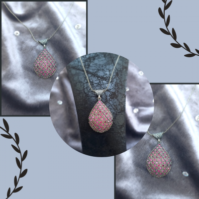 Gümüş Yakut Taşlı Kolye