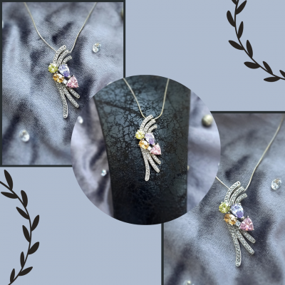 Gümüş Zirkon Taşlı Kolye