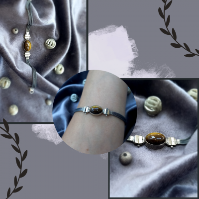 Kaplan Gözü Taşlı Hasır Bileklik