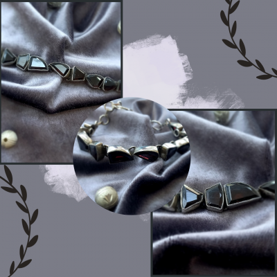 Granat Taşlı Gümüş Bileklik